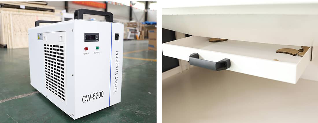 Refrigerador de &aacute;gua e gaveta de recebimento